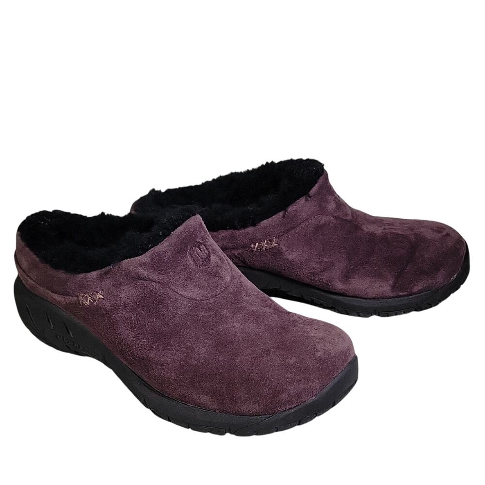 Merrell Encore Ice Fleece Lined Leather Clogs Plum Womens Size 5.5